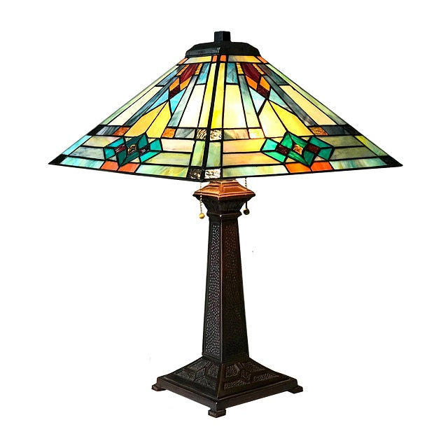 Chloe Mason Table Lamp - Stained Glass Mason Table Lamp Turned On