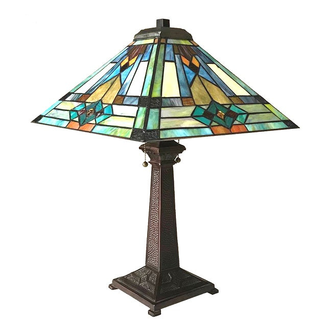 Chloe Mason Table Lamp - Stained Glass Mason Table Lamp Turned Off