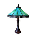 Chloe Mila Turquoise Table Lamp - Stained Glass Mila Turquoise Table Lamp Turned On