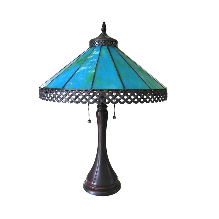 Chloe Mila Turquoise Table Lamp - Stained Glass Mila Turquoise Table Lamp Turned Off