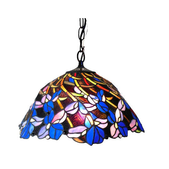 Chloe Natalie Pendant Lamp - Stained Glass Natalie Pendant Lamp Turned On