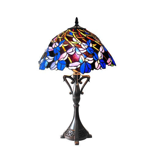 Chloe Natalie Table Lamp - Stained Glass Natalie Table Lamp Turned On