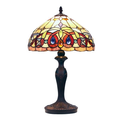 Chloe Serenity One-Light Red Table Lamp - Stained Glass Serenity One-Light Red Table Lamp Turned On