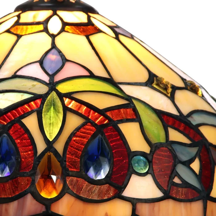 Chloe Serenity One-Light Red Table Lamp - Stained Glass Serenity One-Light Red Table Lamp Shade Closeup