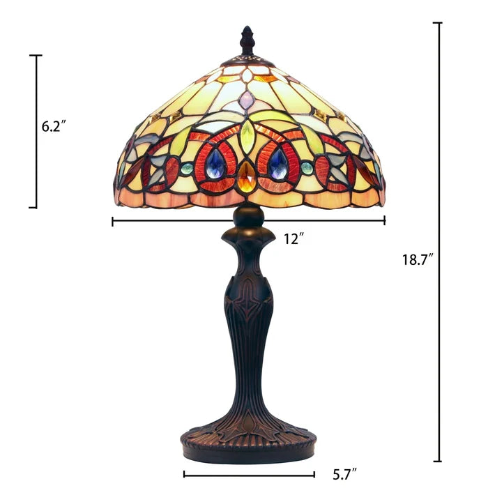 Chloe Serenity One-Light Red Table Lamp - Stained Glass Serenity One-Light Red Table Lamp Overall Dimensions