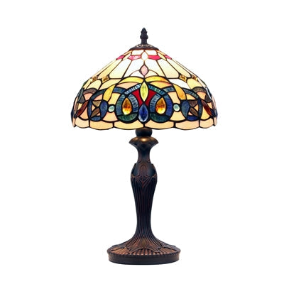 Chloe Serenity One-Light Table Lamp - Stained Glass Serenity One-Light Table Lamp Turned On