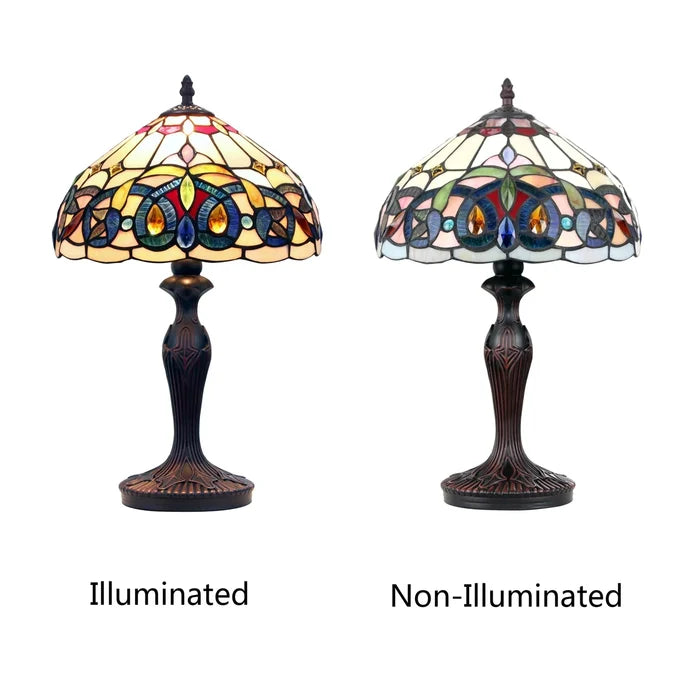 Chloe Serenity One-Light Table Lamp - Stained Glass Serenity One-Light Table Lamp Side by Side Illuminated
