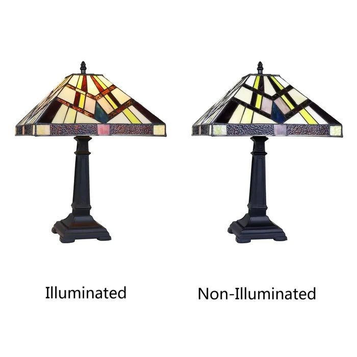 Chloe Vincent Table Lamp - Stained Glass Vincent Table Lamp Side by Side Illuminated