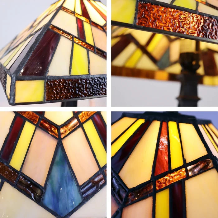 Chloe Vincent Table Lamp - Stained Glass Vincent Table Lamp Art Glass Closeup