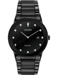 Citizen Eco-Drive Axiom Mens Diamond Watch - Black Dial, Case & Bracelet - Date - AU1065-58G