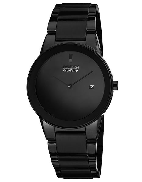 Citizen Eco-Drive Axiom Mens Watch - Black Dial, Case and Bracelet - Date - AU1065-58E