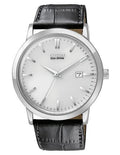 Citizen Eco-Drive Mens Strap Watch - Silver-Tone Dial - Leather - Stainless Case - BM7190-05A