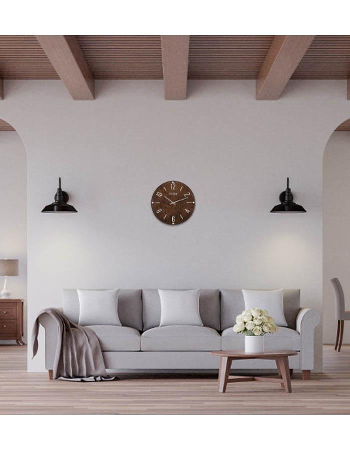 Citizen Gallery Circular Wooden Wall Clock - Dark  Wood - Silver-Tone  Accents - CC2021A