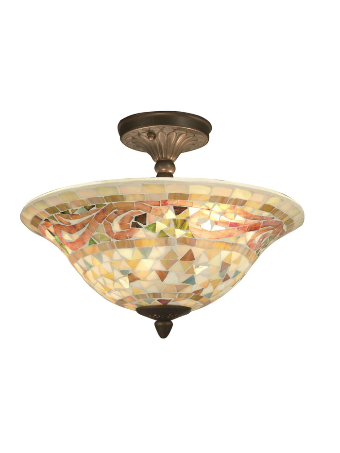 Dale Tiffany Bradshaw Mosaic Flush Mount - Stained Glass Bradshaw Mosaic Flush Mount Turned On