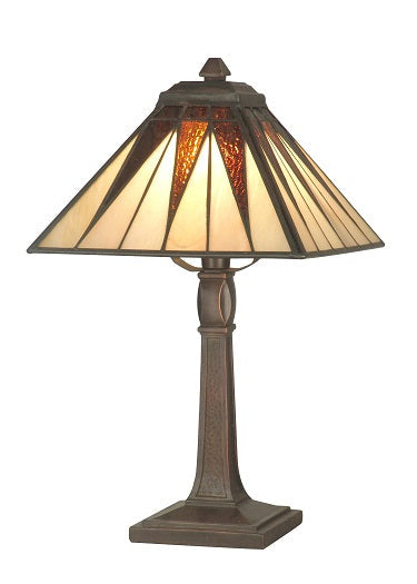Dale Tiffany Cooper Accent Lamp - Stained Glass Cooper Accent Lamp Turned On