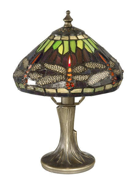 Dale Tiffany Dragonfly Accent Lamp - Stained Glass Dragonfly Accent Lamp Turned On