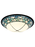 Dale Tiffany Green Leaves Dome LED Tiffany Flush Mount - Stained Glass Green Leaves Dome LED Tiffany Flush Mount