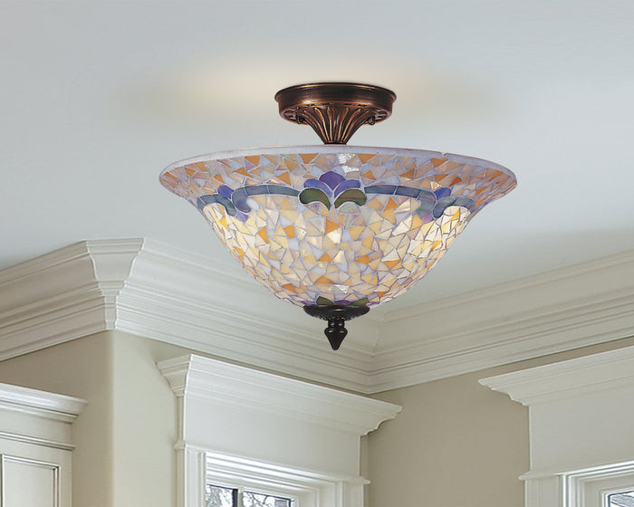 Dale Tiffany Johana Mosaic Flush Mount - Stained Glass Johana Mosaic Flush Mount Turned On