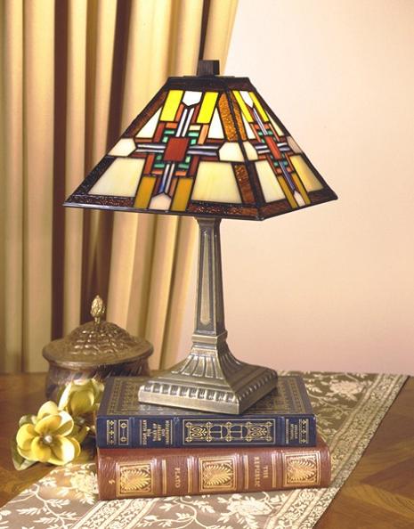 Dale Tiffany Morning Star Table Lamp - Stained Glass Morning Star Table Lamp Turned On Room Setting