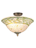 Dale Tiffany Mosaic Green Semi-Flushmount - Stained Glass Mosaic Green Semi-Flushmount Turned On