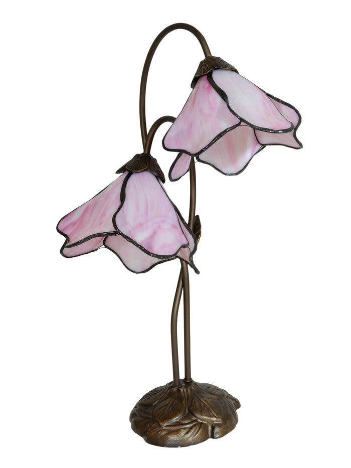 Dale Tiffany Poelking Pink Lilies Table Lamp - Stained Glass Poelking Pink Lilies Table Lamp Turned Off