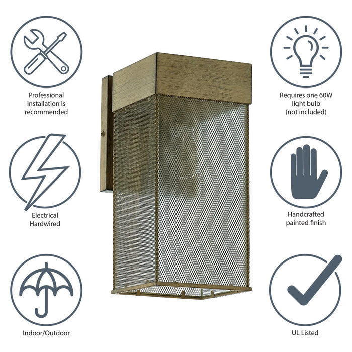 Dixsie Brown Brushed Metal Wall-Mounted Outdoor Light