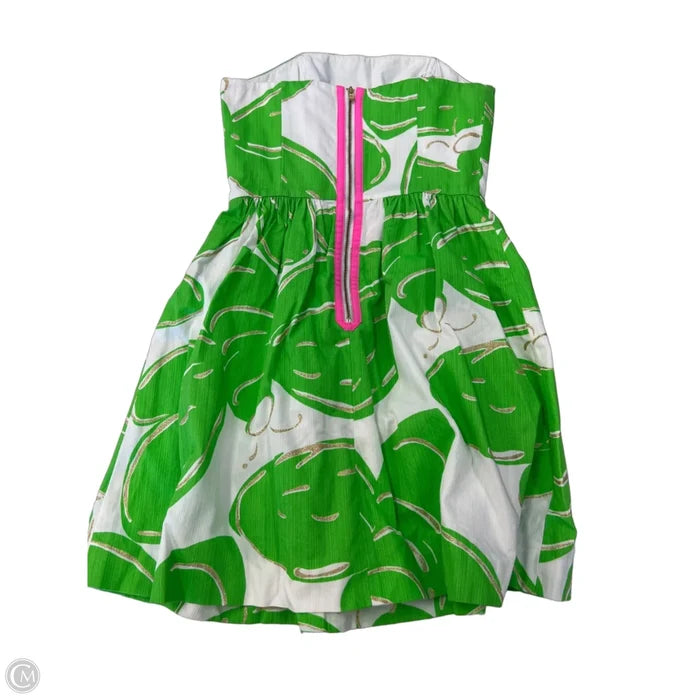 Dress Designer By Lilly Pulitzer In Green & White, Size: 0