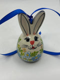 Egg Bunny Tree Ornament - Daisy Flowers