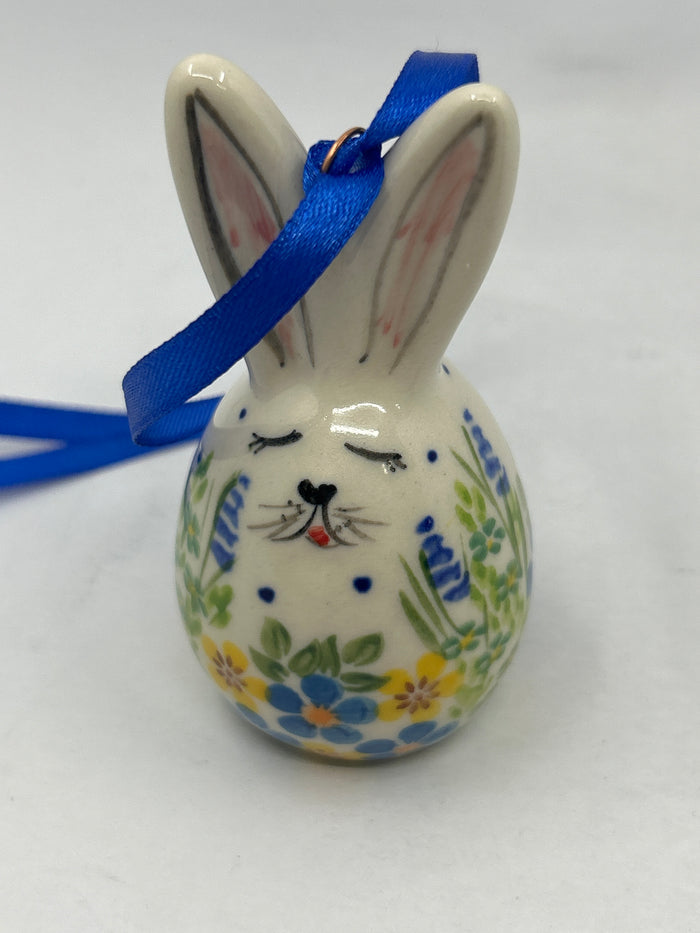 Egg Bunny Tree Ornament - yellow/blue Flowers