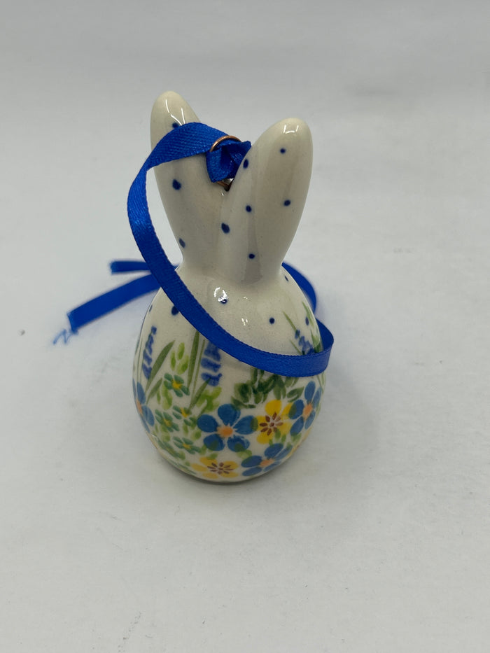 Egg Bunny Tree Ornament - yellow/blue Flowers