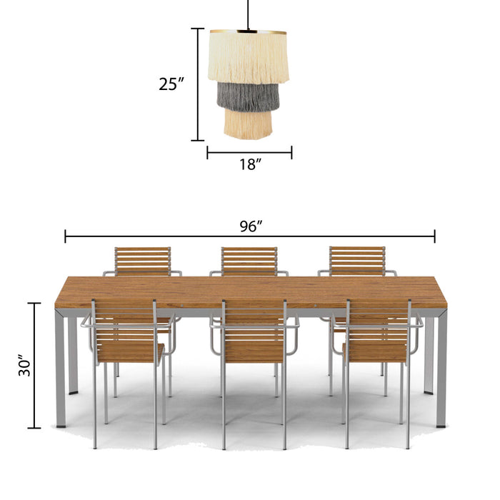 Enya 18"W Cream and Grey Fringe Pendant Light