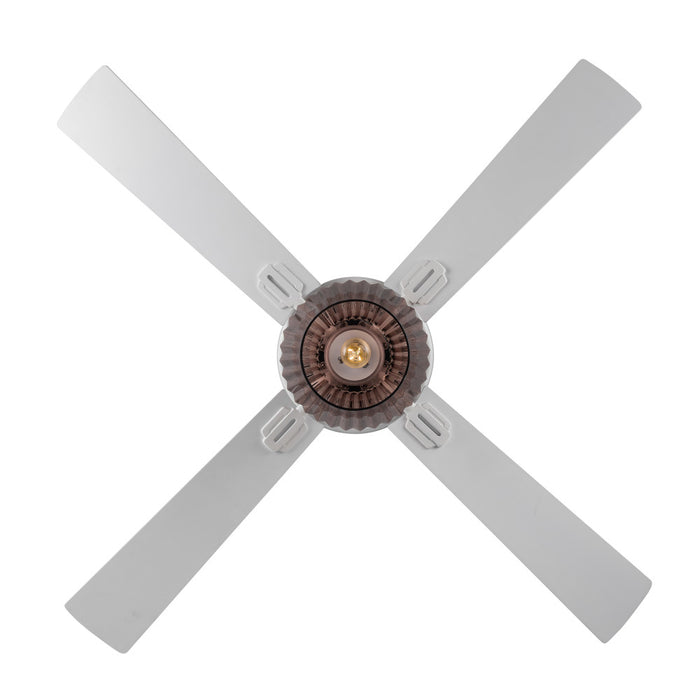 Eva Remote Controlled Chocolate Ribbed Glass Shaded 1-Light 52-Inch Ceiling Fan. Straight-on view-On