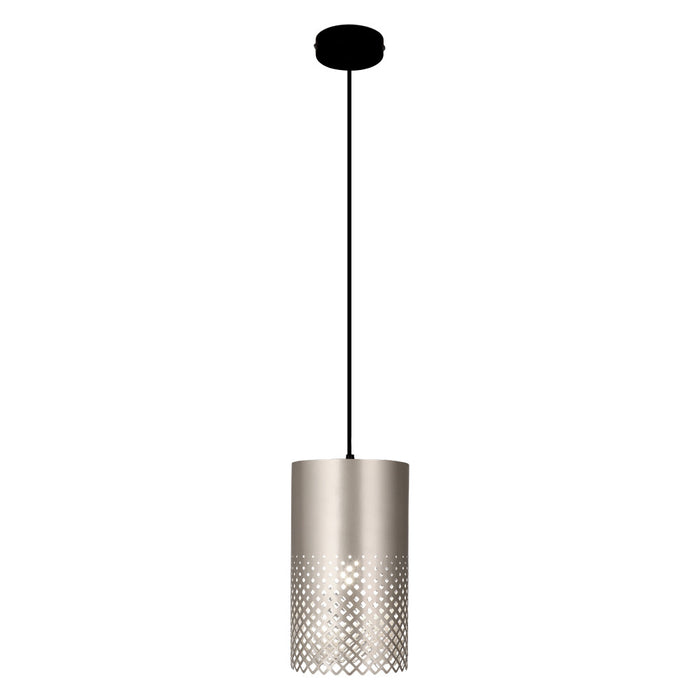Fatima 8"W Silver Cutout Drum Pendant Light-On
