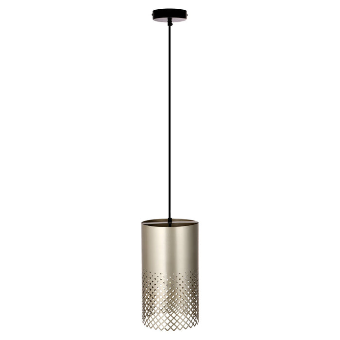 Fatima 8"W Silver Cutout Drum Pendant Light-Off