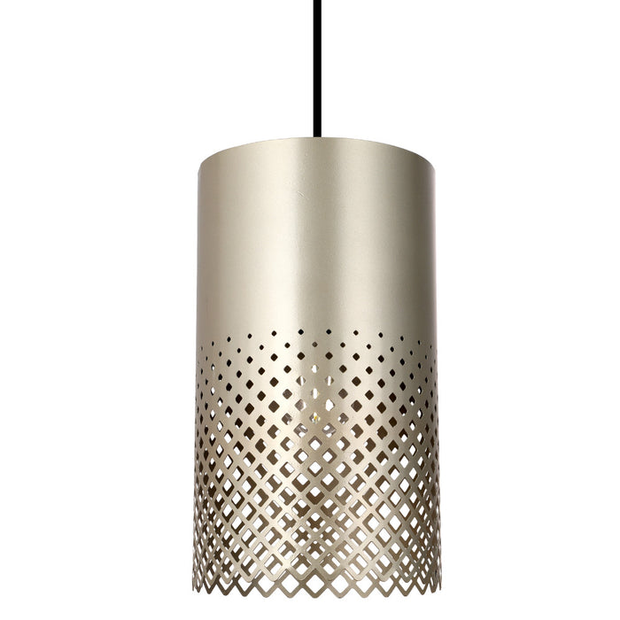 Fatima 8"W Silver Cutout Drum Pendant Light
