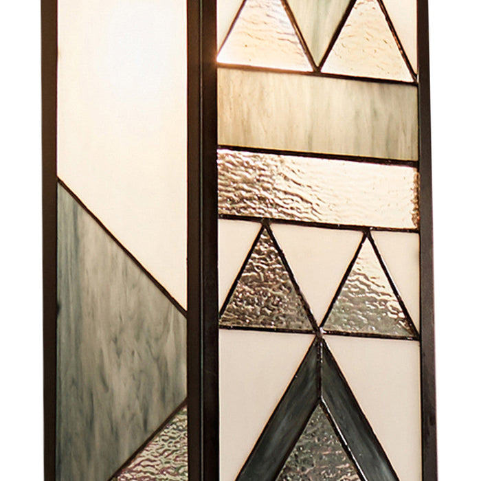 Grey Stained Glass and Black Satin Rectangular 1-Light Outdoor Wall Sconce