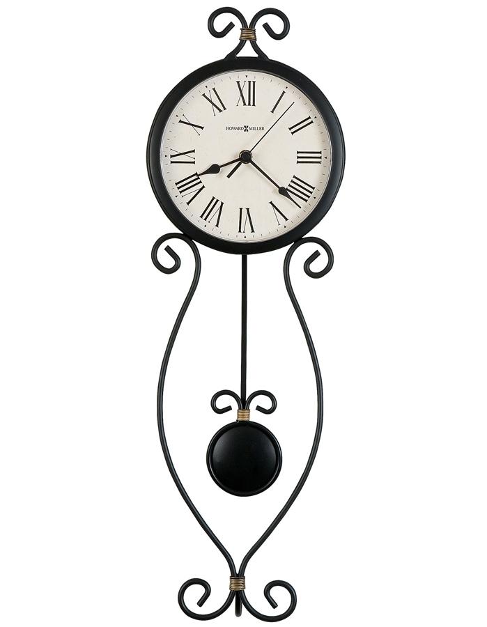 Howard Miller Ivana Pendulum Wall Clock - Wrought Iron - Aged White Dial - 625-495