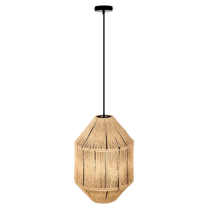 Imani 17"W Black and Tan Jute Pyramid Pendant Light-Off