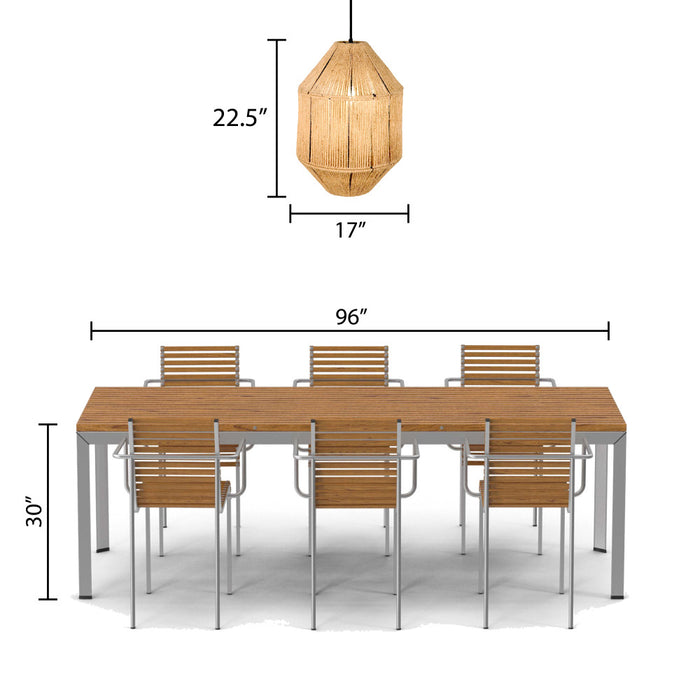 Imani 17"W Black and Tan Jute Pyramid Pendant Light