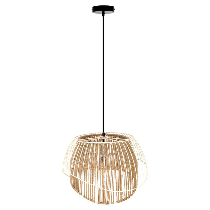Inez 19"W Black and Jute Pendant Light-Off