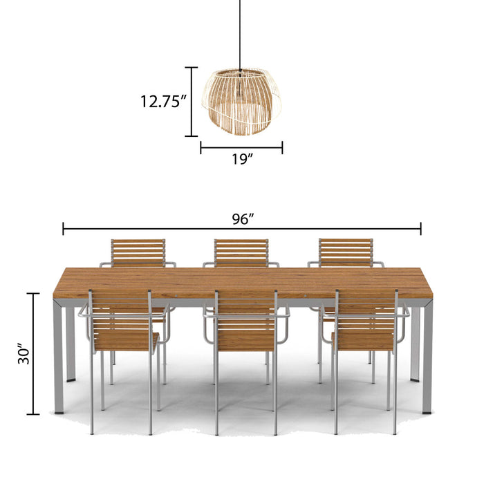 Inez 19"W Black and Jute Pendant Light