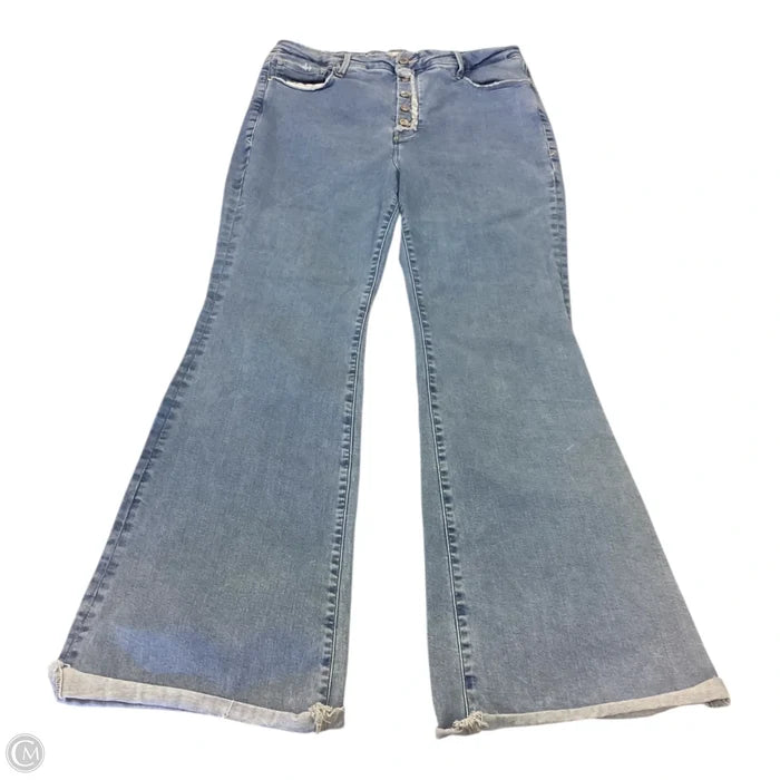 Jeans Flared By Good American In Blue Denim, Size: 16