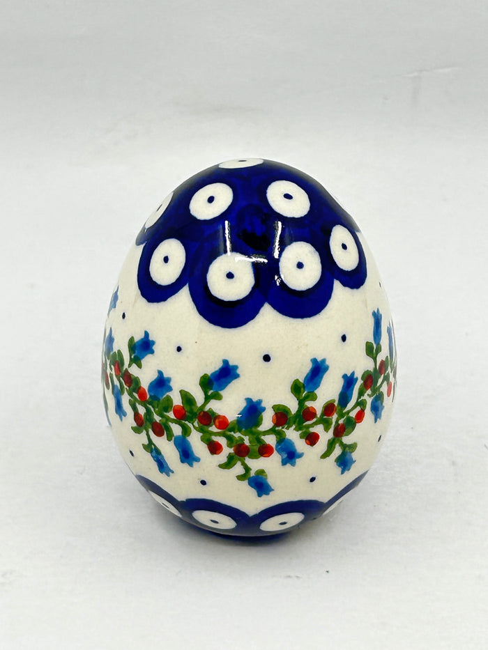 Kalich Stoneware Egg - Blue Dot with Tulips - Unikat