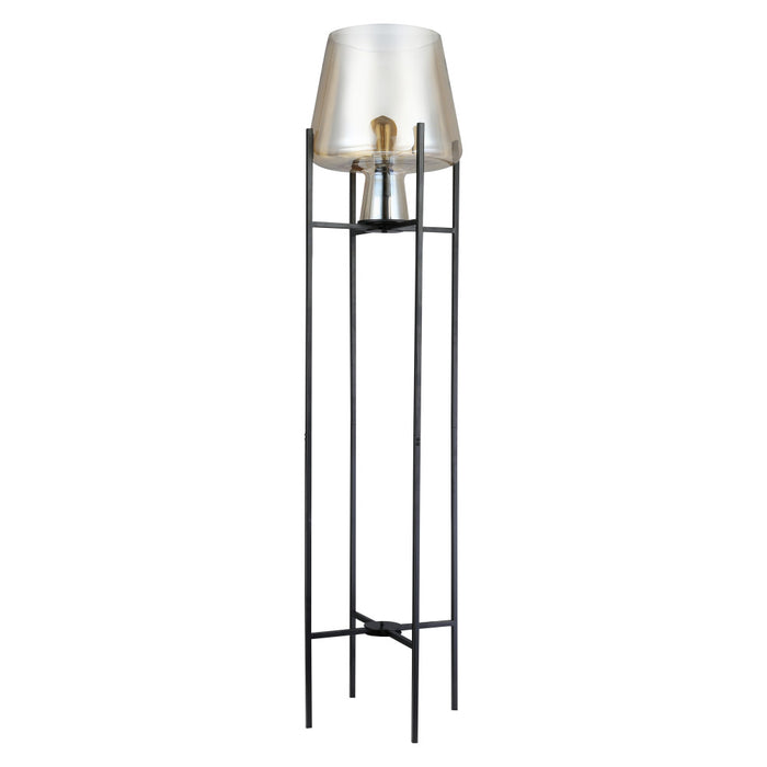 Leticia Black Metal and Champagne Gold Glass Bowl 61-Inch Floor Lamp-Off