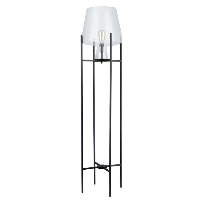 Leticia Black Metal and Clear Glass Bowl 61-Inch Floor Lamp-Off