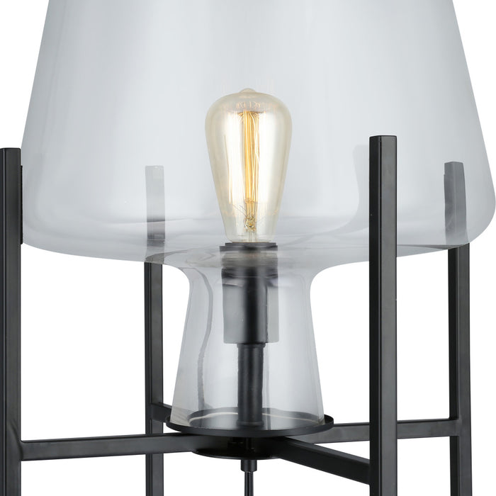 Leticia Black Metal and Clear Glass Bowl 61-Inch Floor Lamp. Shade closeup-On