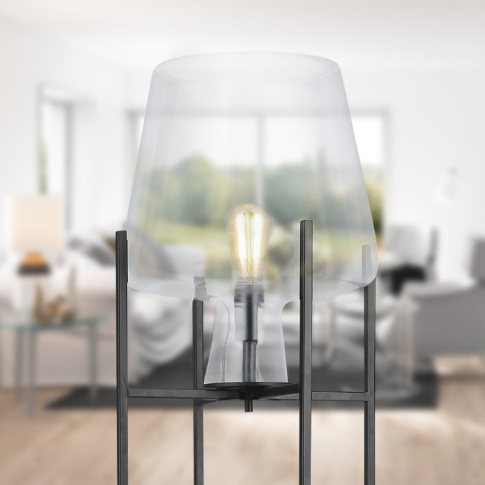 Leticia Black Metal and Clear Glass Bowl 61-Inch Floor Lamp