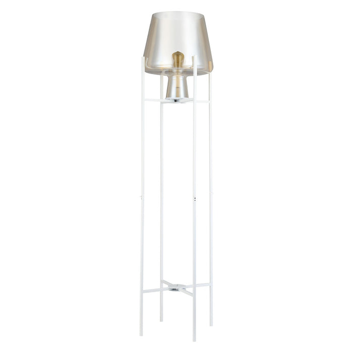 Leticia White Metal and Champagne Gold Glass Bowl 61-Inch Floor Lamp-Off
