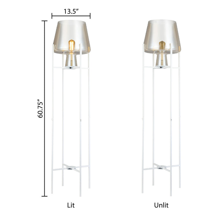 Leticia White Metal and Champagne Gold Glass Bowl 61-Inch Floor Lamp