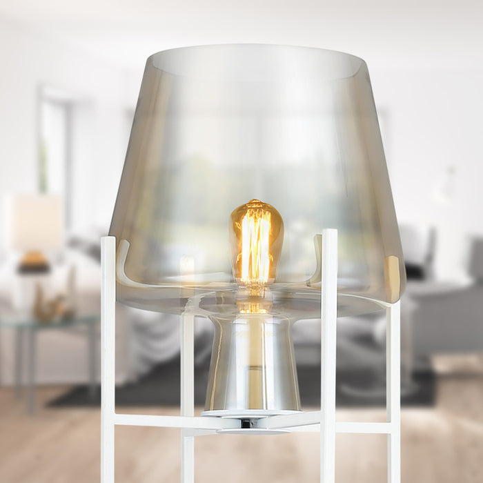 Leticia White Metal and Champagne Gold Glass Bowl 61-Inch Floor Lamp